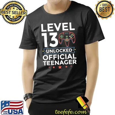 13th Birthday Art Boys Level 13 Unlocked Official Teenager Premium T-Shirt