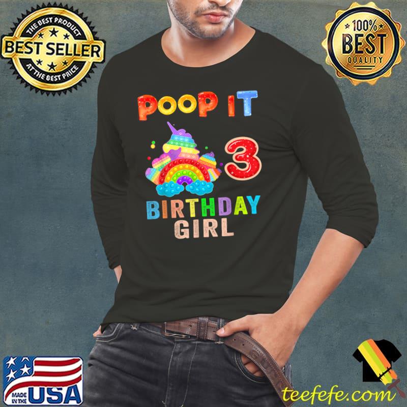3th Fidget pop it Birthday girl party three 3 years T-Shirt Long Sleeve Tee 3th Fidget pop it Birthday girl party three 3 years T-Shirt Long Sleeve Tee