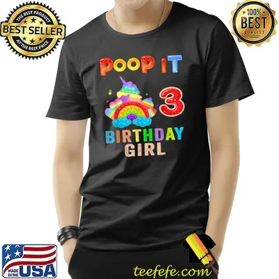 3th Fidget pop it Birthday girl party three 3 years T-Shirt