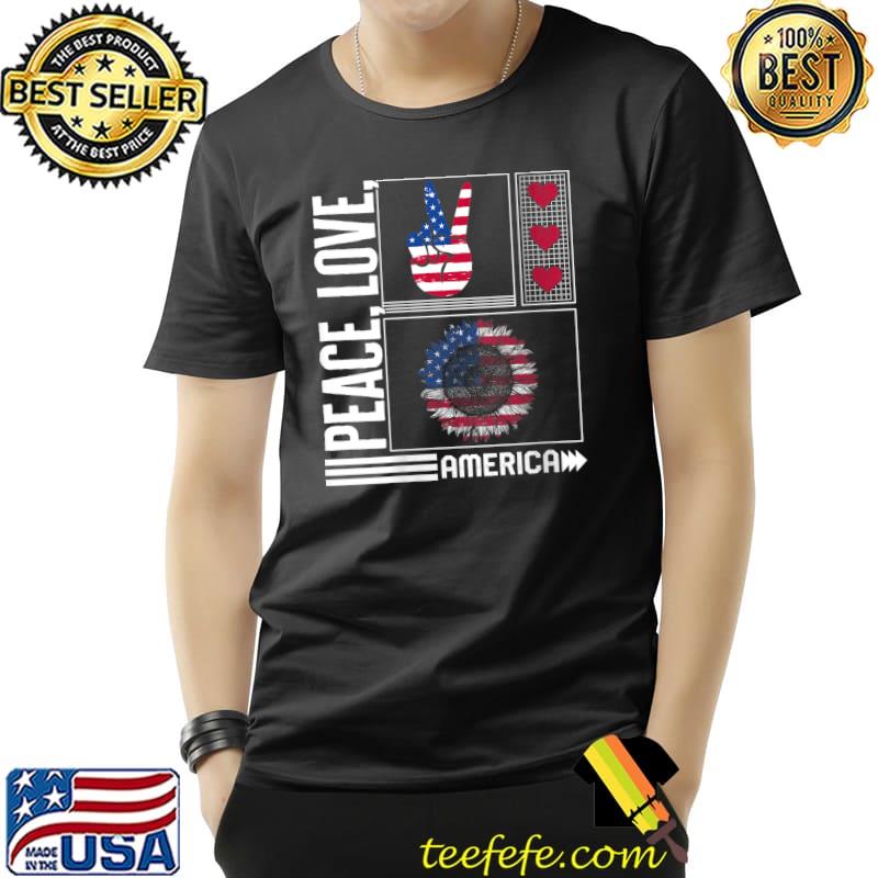 4th Of July America Peace Love Sunflower Flag Independence T- Unisex 4th Of July America Peace Love Sunflower Flag Independence T- Unisex