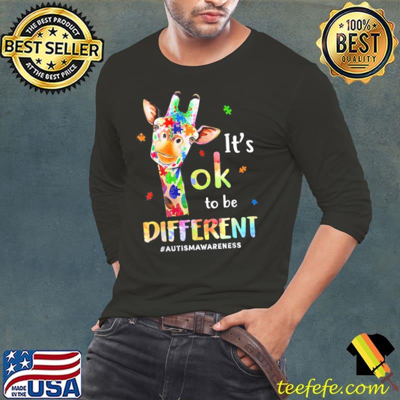 Autism Awareness Cute Giraffe Animal It’s Ok To Be Different T-Shirt Long Sleeve Tee Autism Awareness Cute Giraffe Animal It’s Ok To Be Different T-Shirt Long Sleeve Tee