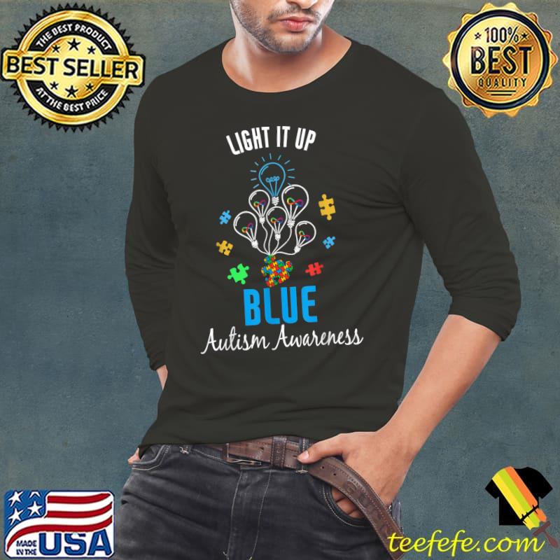 Autism Awareness Shirt Light it up Blue Autism Awareness T-Shirt Long Sleeve Tee Autism Awareness Shirt Light it up Blue Autism Awareness T-Shirt Long Sleeve Tee
