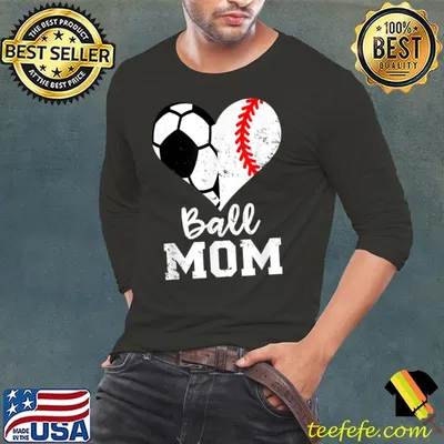 Ball Mom Heart Funny Soccer Baseball Mom T-shirt