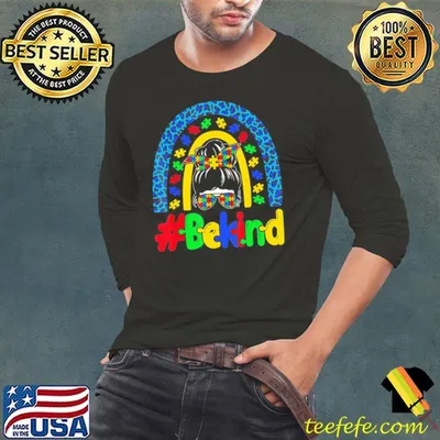 Be Kind Autism Awareness Rainbow Messy Bun Girl Mother's Day T-Shirt