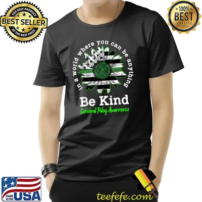 Be Kind Green Ribbon Sunflower Cerebral Palsy Awareness Gift T-Shirt