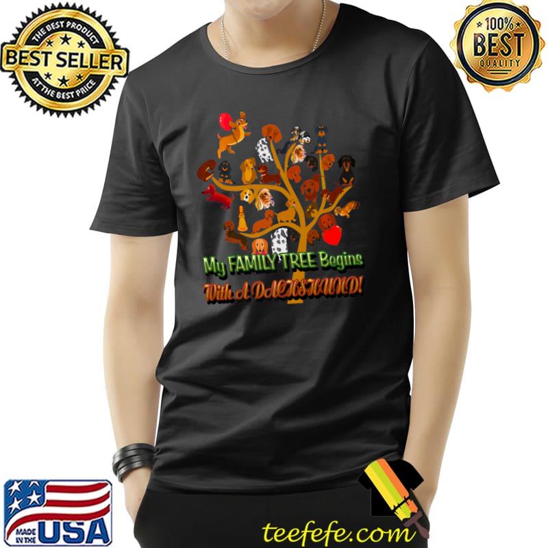 BEST DACHSHUND GIFTS FUNNY WIENER DOG CUTE FAMILY TREE DOGS Premium T-Shirt