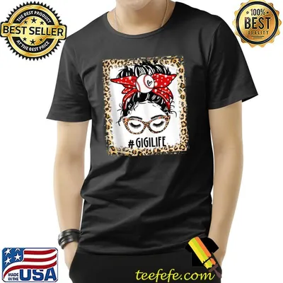 Bleached Baseball Gigi Messy Bun Game Day Mothers Day T-Shirt