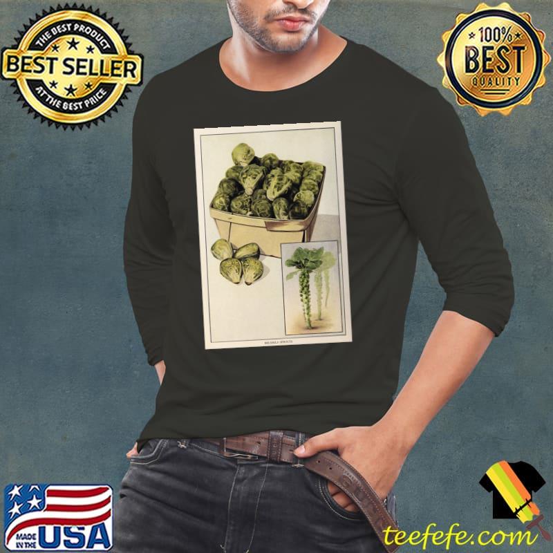Brussel Sprouts Illustration (1923) T-Shirt Long Sleeve Tee Brussel Sprouts Illustration (1923) T-Shirt Long Sleeve Tee