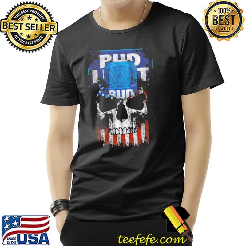 Bud Light Beer Skull American Flag Shirt Unisex Bud Light Beer Skull American Flag Shirt Unisex