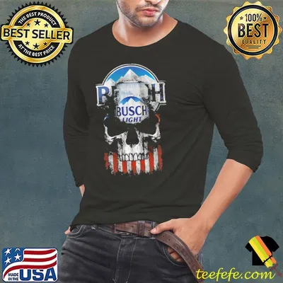 Busch Light Beer Skull American Flag Shirt
