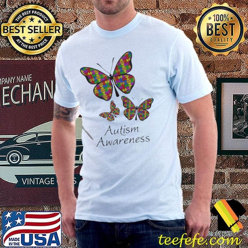 Butterfly autism awareness embrace puzzle outfit mothers day shirt