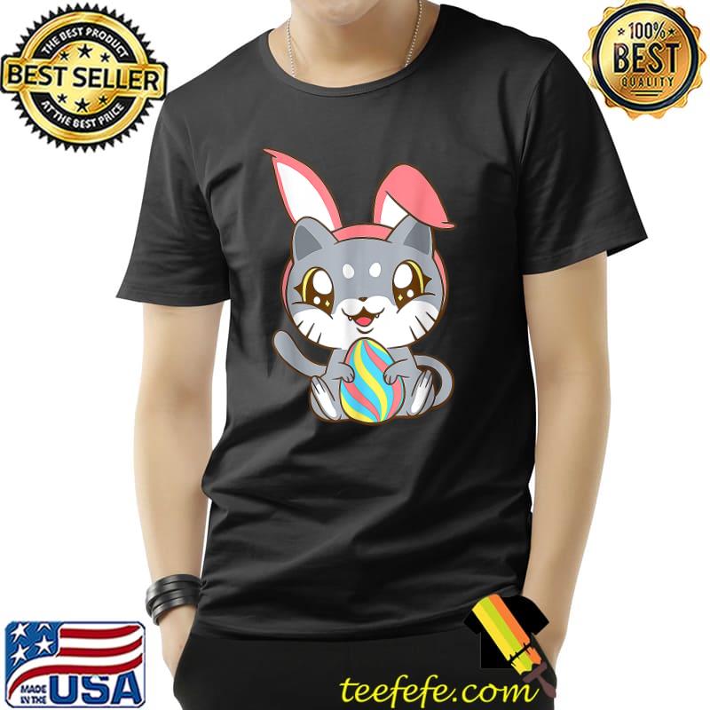Cat Wearing Bunny Ear Bunny Kitty Cat Lover Happy Easter Day T-Shirt