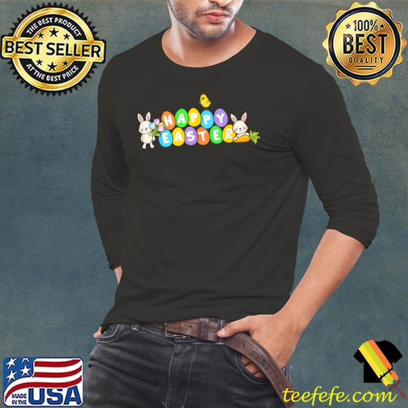 Cute HAPPY EASTER Eggs with Bunny Rabbits - Happy Easter T-Shirt Long Sleeve Tee Cute HAPPY EASTER Eggs with Bunny Rabbits - Happy Easter T-Shirt Long Sleeve Tee