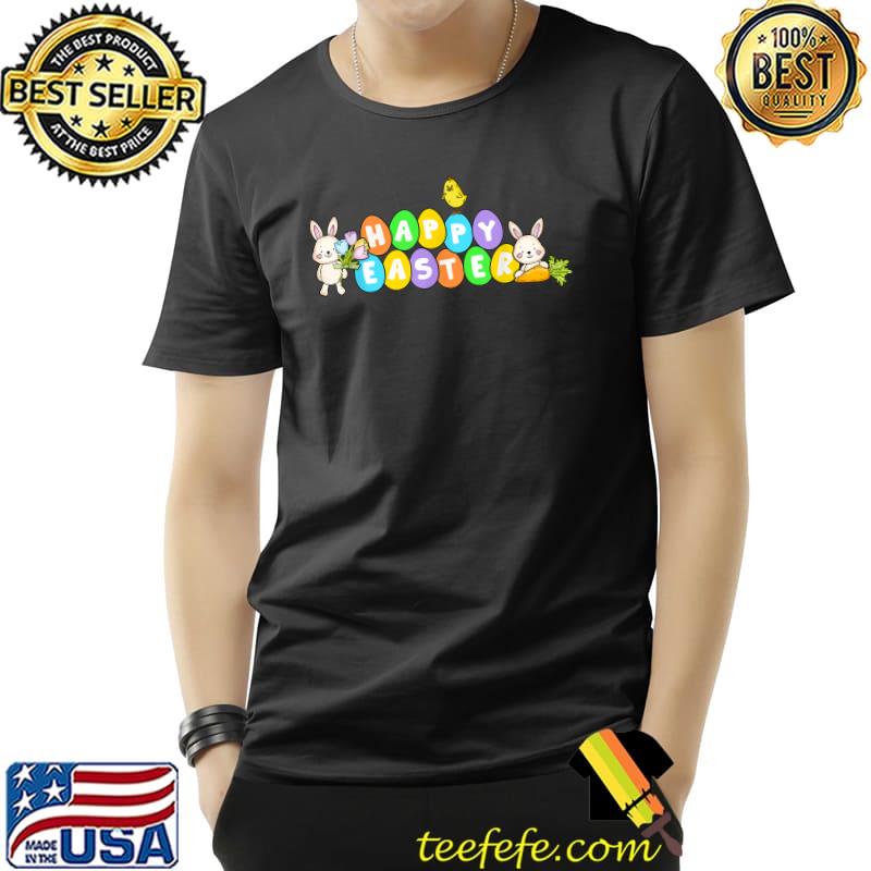 Cute HAPPY EASTER Eggs with Bunny Rabbits - Happy Easter T-Shirt