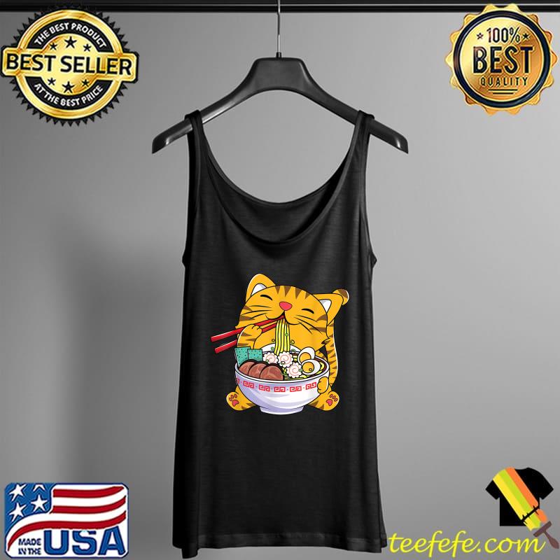 Cute Ramen Cat Anime Bowl Kawaii Neko Japanese Teen Girls T-Shirt Tank Top Cute Ramen Cat Anime Bowl Kawaii Neko Japanese Teen Girls T-Shirt Tank Top