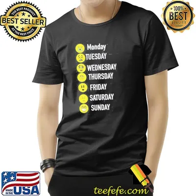 Days of the week expressed through funny status casual wear shirt