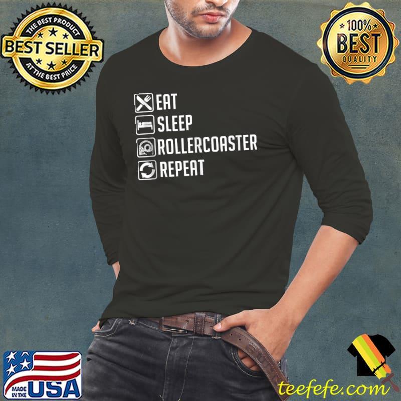 Eat Sleep Rollercoaster Repeat Funny Theme Park T-shirt