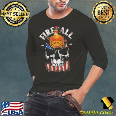 Fireball Cinnamon Whisky Skull American Flag Shirt