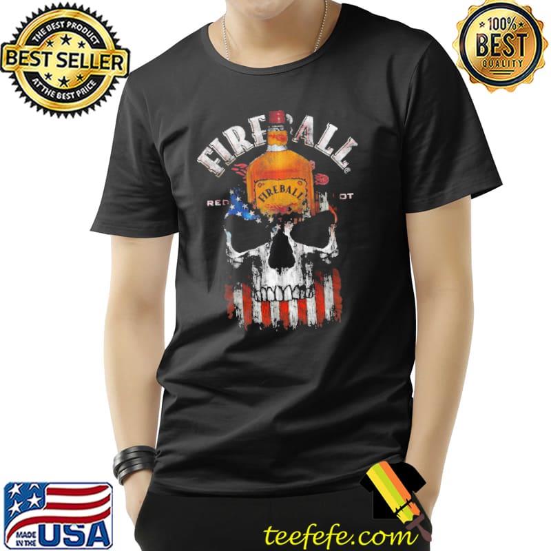 Fireball Cinnamon Whisky Skull American Flag Shirt Unisex Fireball Cinnamon Whisky Skull American Flag Shirt Unisex