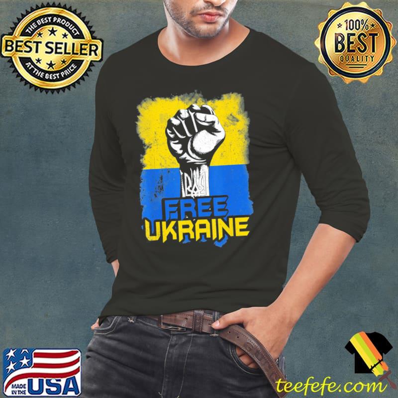 Free Ukraine I stand with Ukraine support ukrainian flag Long Sleeve Tee Free Ukraine I stand with Ukraine support ukrainian flag Long Sleeve Tee
