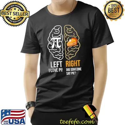 Funny Pi Day Left Vs Right Brain Pie Math Geek Gift Pi Day T-Shirt