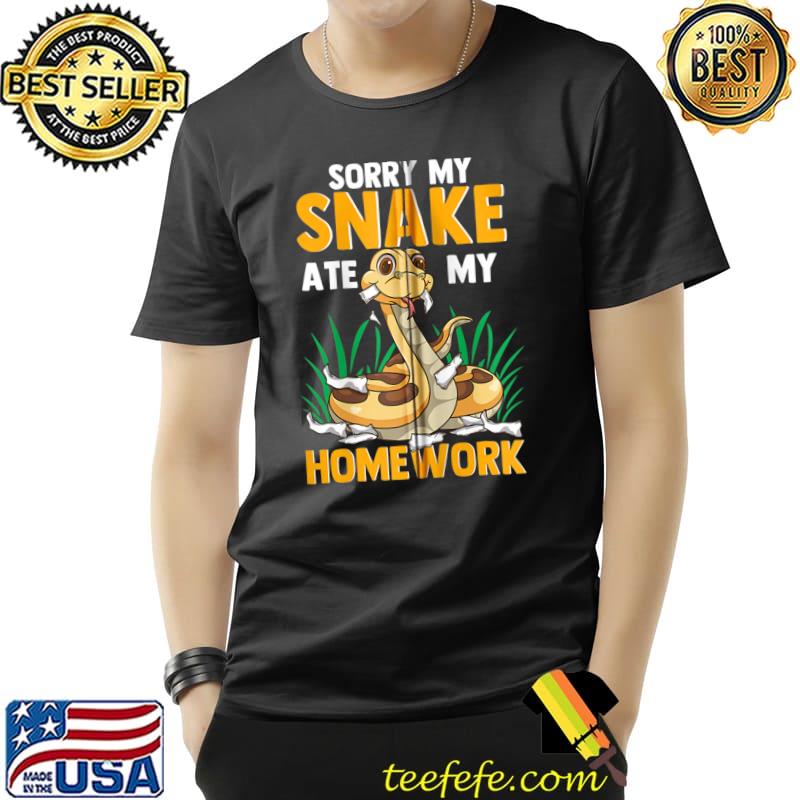 Funny Snakes Sorry My Snake Ate My Homework Python Reptile T-Shirt
