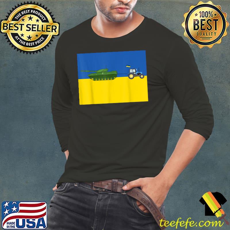 Funny Ukrainian Farmer Steals Tank Ukraine Flag vintage 2022 T-Shirt Long Sleeve Tee Funny Ukrainian Farmer Steals Tank Ukraine Flag vintage 2022 T-Shirt Long Sleeve Tee
