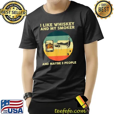 Funny Whiskey Smoker Design For Men Women Whiskey BBQ Lover T-Shirt