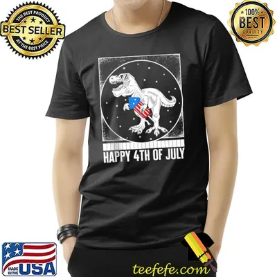 Happy 4th Of July Trex Rocket USA Flag Independence Day T-shirt