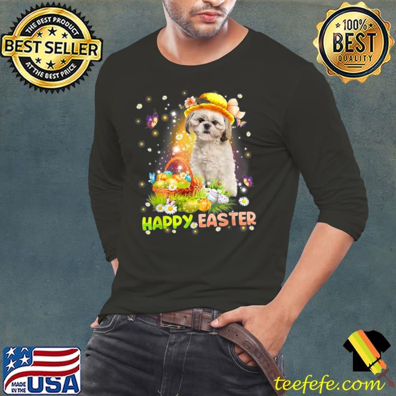 Happy Easter Cute Bunny Dog Shih Tzu Eggs Basket Funny Dog T-Shirt