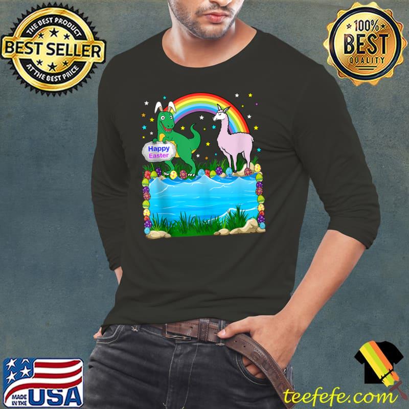 Happy Easter Eggs, Dinosaur Llama For Boys & Girls - Toddler T- Long Sleeve Tee Happy Easter Eggs, Dinosaur Llama For Boys & Girls - Toddler T- Long Sleeve Tee
