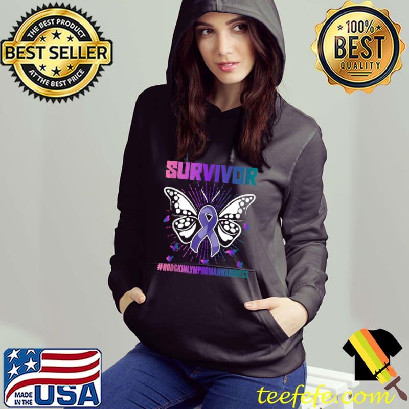 Hodgkin's Disease Survivor Hodgkin Lymphoma Awareness T- Hoodie Hodgkin's Disease Survivor Hodgkin Lymphoma Awareness T- Hoodie