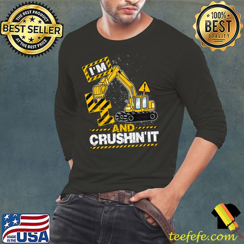 Im 4 And Crushing It Shirt 4 Years Old Digger Builder Premium T-Shirt Long Sleeve Tee Im 4 And Crushing It Shirt 4 Years Old Digger Builder Premium T-Shirt Long Sleeve Tee