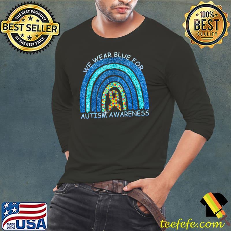 In April We Wear Blue Autism Awareness Rainbow Puzzle Love T-Shirt Long Sleeve Tee In April We Wear Blue Autism Awareness Rainbow Puzzle Love T-Shirt Long Sleeve Tee