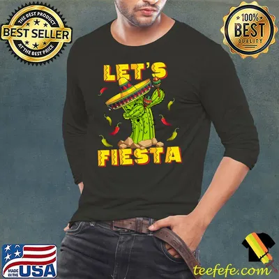 Lets Fiesta Cinco De Mayo Dabbing Cactus Sombrero Maraca T-shirt