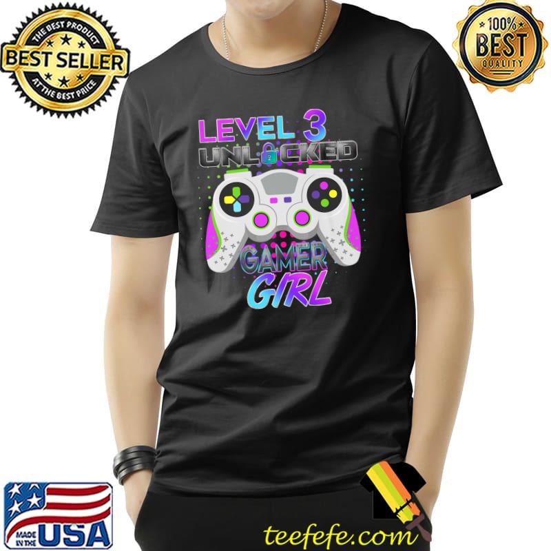 Level 3 Unlocked Video Game 2nd Birthday Girl Gamer Themed Premium T-Shirt