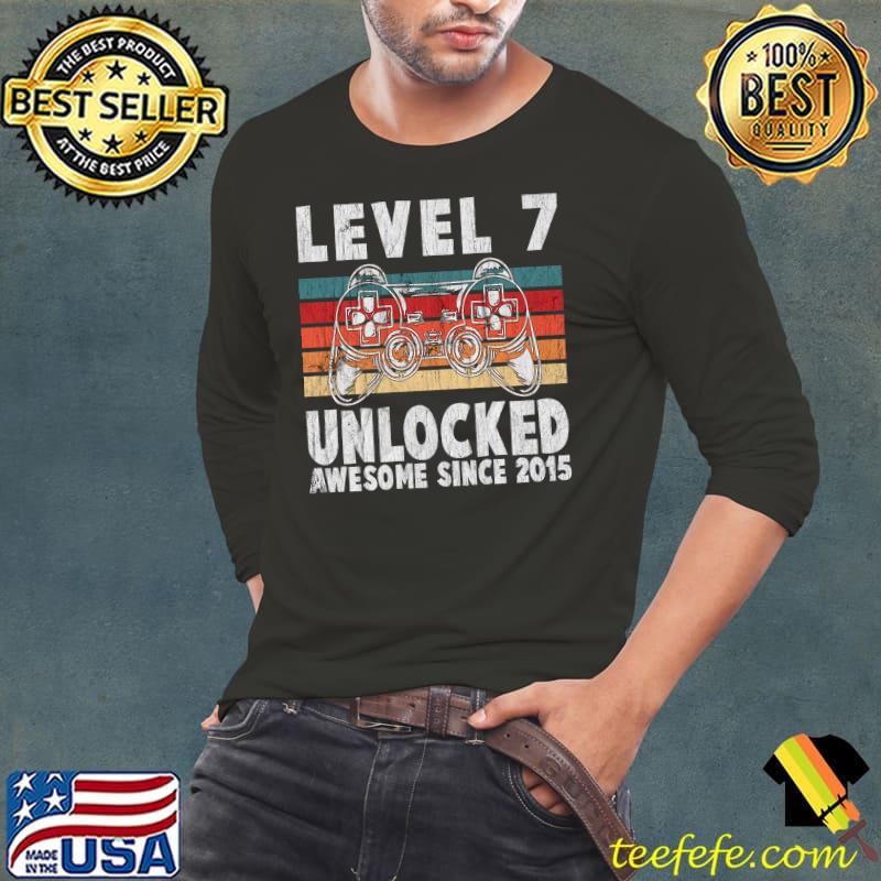 Level 7 Unlocked Awesome Since 2015 Retro Birthday Gamer Premium T-Shirt Long Sleeve Tee Level 7 Unlocked Awesome Since 2015 Retro Birthday Gamer Premium T-Shirt Long Sleeve Tee