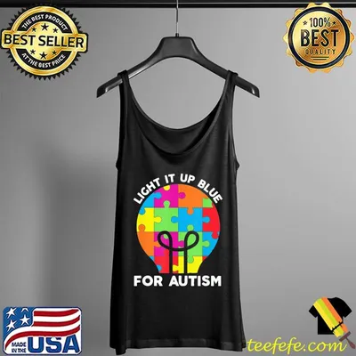 Light it up blue for autism awareness puzzle piece ribbon shirt
