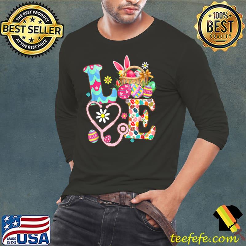 Love Stethoscope Scrub Life Nurse Bunny Easter Day Outfit T-Shirt Long Sleeve Tee Love Stethoscope Scrub Life Nurse Bunny Easter Day Outfit T-Shirt Long Sleeve Tee