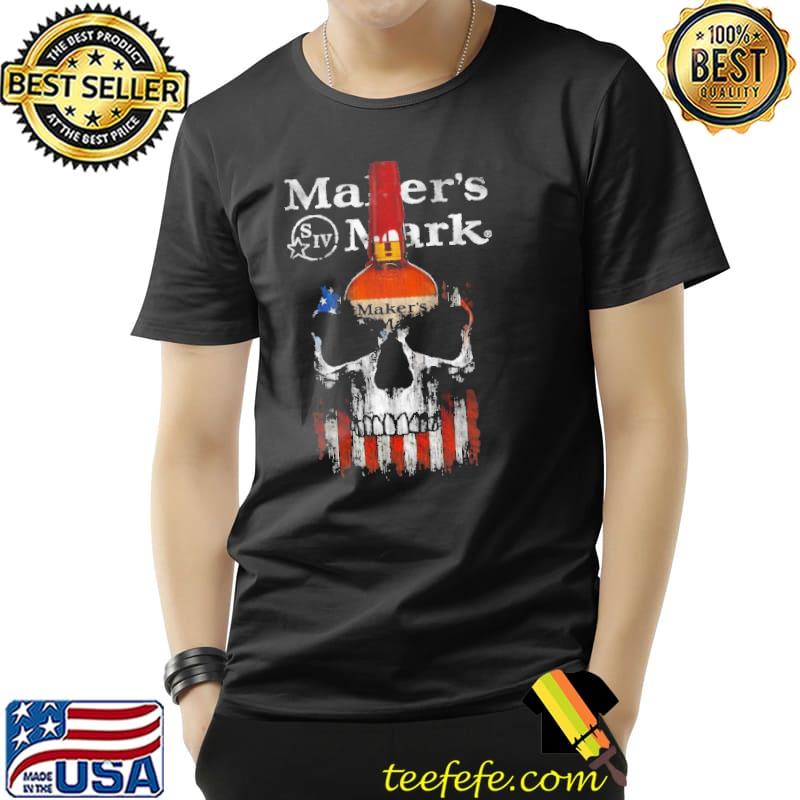 Maker's Mark Skull American Flag Shirt Unisex Maker's Mark Skull American Flag Shirt Unisex
