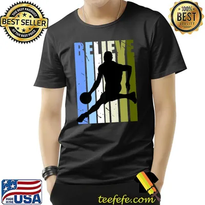 Mens Believe Boys Basketball Birthday Motivational Inspiring Kids Premium T-Shirt