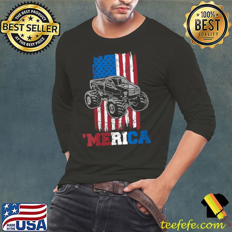 Merica USA Proud Patriotic US Flag American Monster Truck T- Long Sleeve Tee Merica USA Proud Patriotic US Flag American Monster Truck T- Long Sleeve Tee
