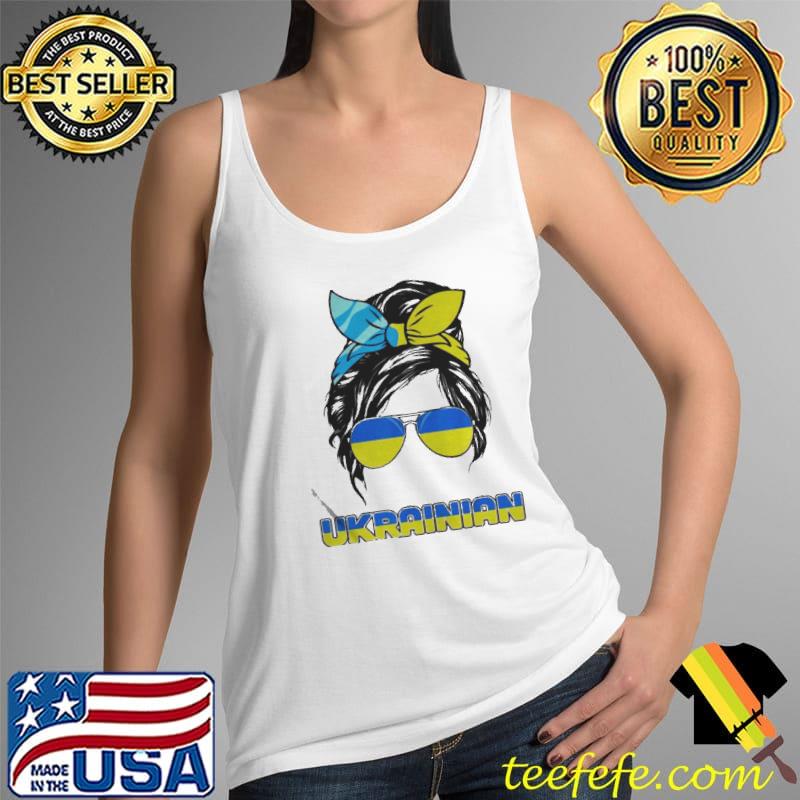 Messy bun hair Ukraine ukrainian flag girl support Ukraine Tank Top Messy bun hair Ukraine ukrainian flag girl support Ukraine Tank Top