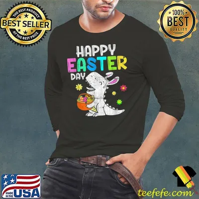 Nice Eggs Basket Bunny T Rex Dinosaur Happy Easter Day T-Shirt