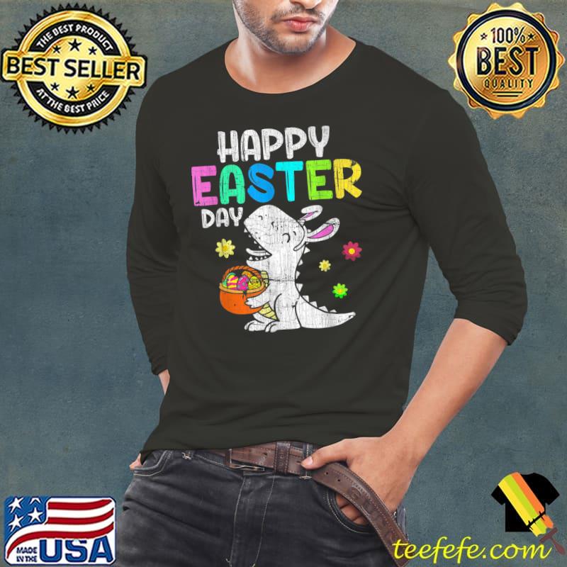 Nice Eggs Basket Bunny T Rex Dinosaur Happy Easter Day T-Shirt