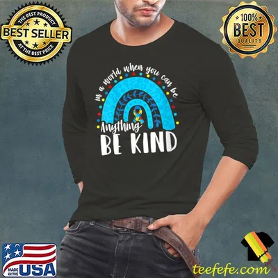 Official Be Kind Autism Awareness Rainbow Kindness Ribbon Heart T-shirt