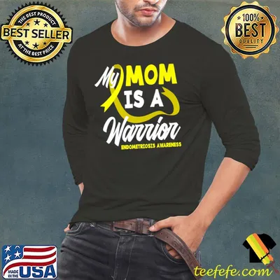 Official My Mom Is A Warrior Yellow Ribbon Endometriosis Awareness Premium T-Shirt