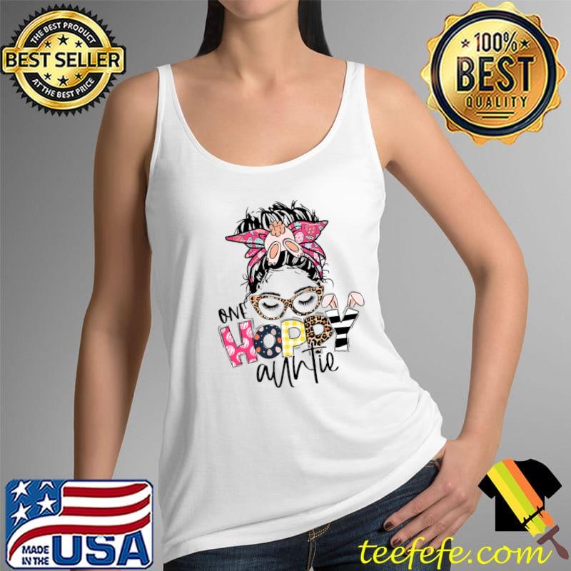 One Hoppy Auntie Leopard Messy Bun Bunny Auntie Easter Day Premium T-Shirt Tank Top One Hoppy Auntie Leopard Messy Bun Bunny Auntie Easter Day Premium T-Shirt Tank Top