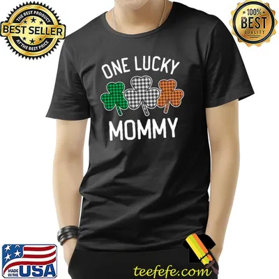 One Lucky Mommy St. Patrick's Day Irish Flag Plaid Clover T-shirt