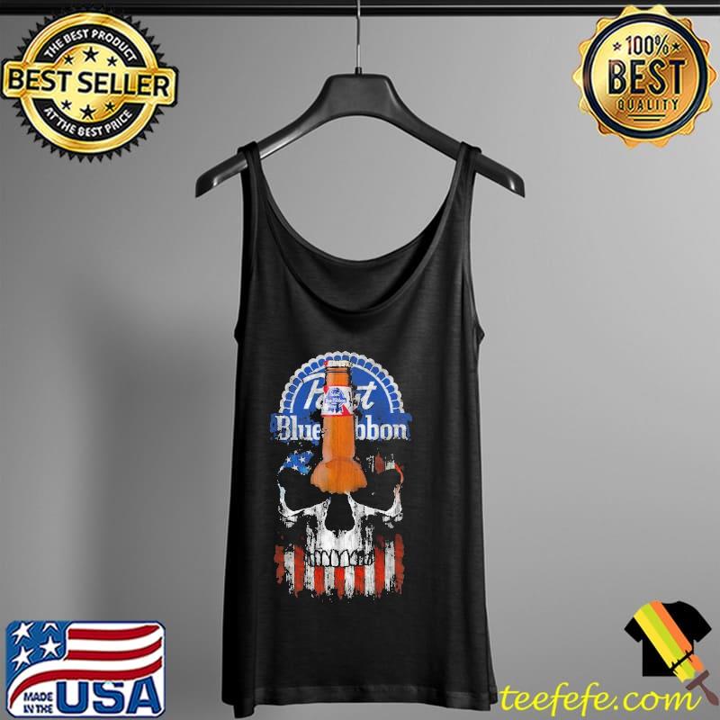 Pabst Blue Ribbon Beer Skull American Flag Shirt Tank Top Pabst Blue Ribbon Beer Skull American Flag Shirt Tank Top
